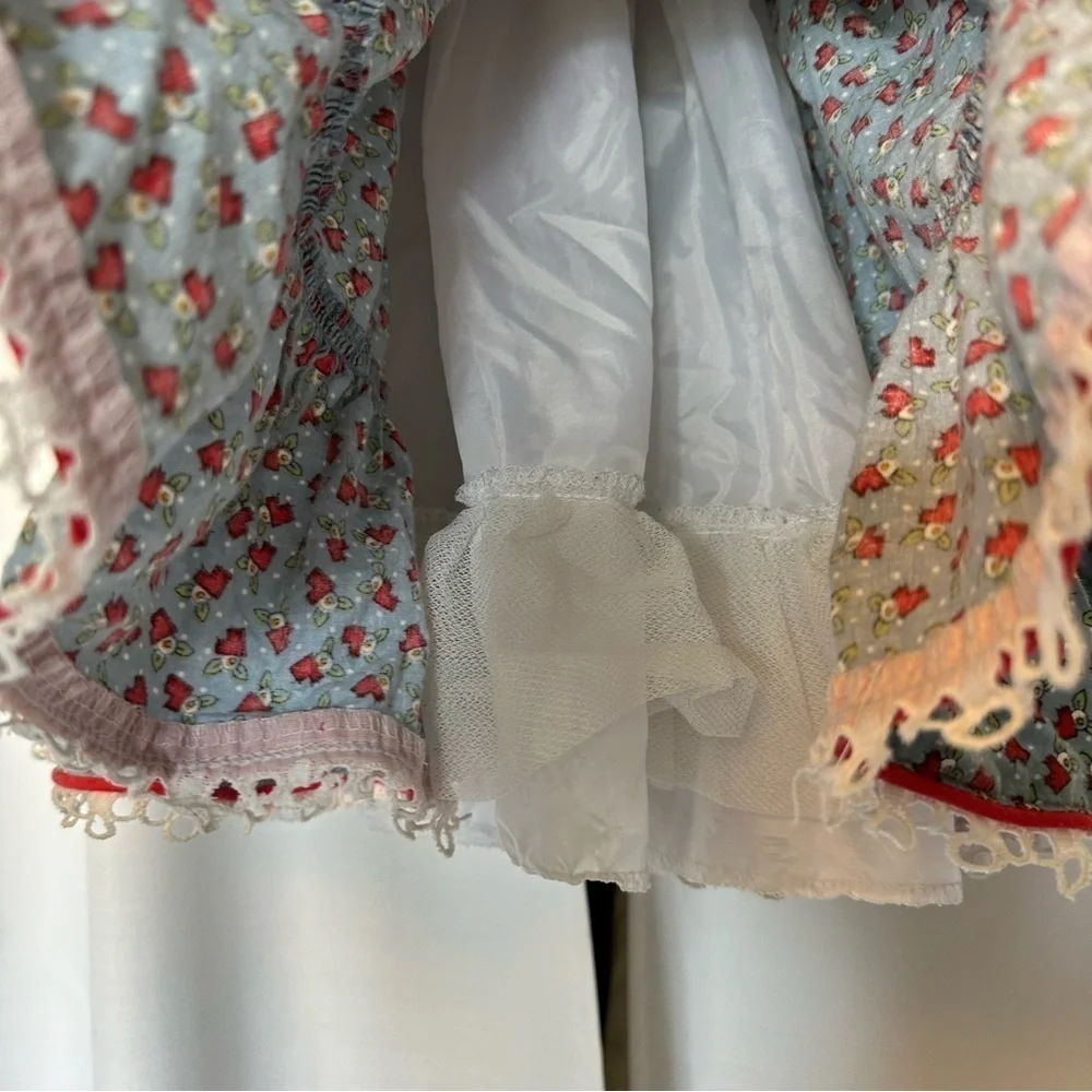 Vintage Daisy Kingdom Dress Floral Sz 2T Peter Pan Collar Eyelet Edge Petticoat